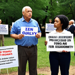 **Image Prompt:** A diverse group of citizens advocating for a local park, holding signs and banners, with a politician listening attentively in the background. Emphasize community engagement and the power of advocacy.
