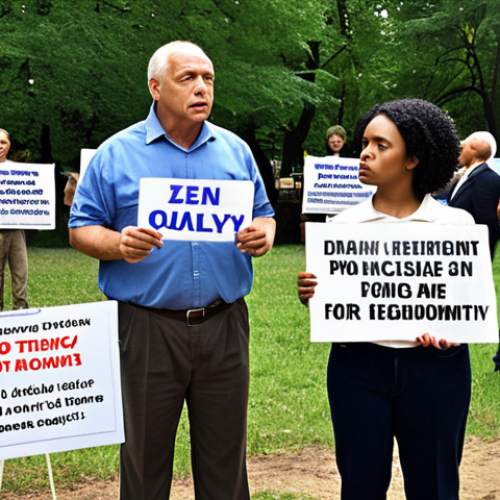 Home 8 **Image Prompt:** A diverse group of citizens advocating for a local park, holding signs and banners, with a politician listening attentively in the background. Emphasize community engagement and the power of advocacy.