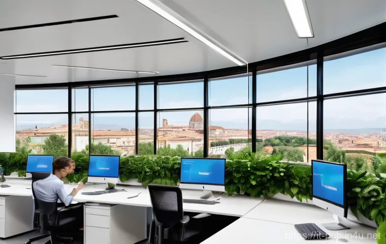 공공정책 전문가의 자기 계발 루틴 - **Prompt: "A vibrant, modern open-plan office in an Italian public administration building. Diverse ...