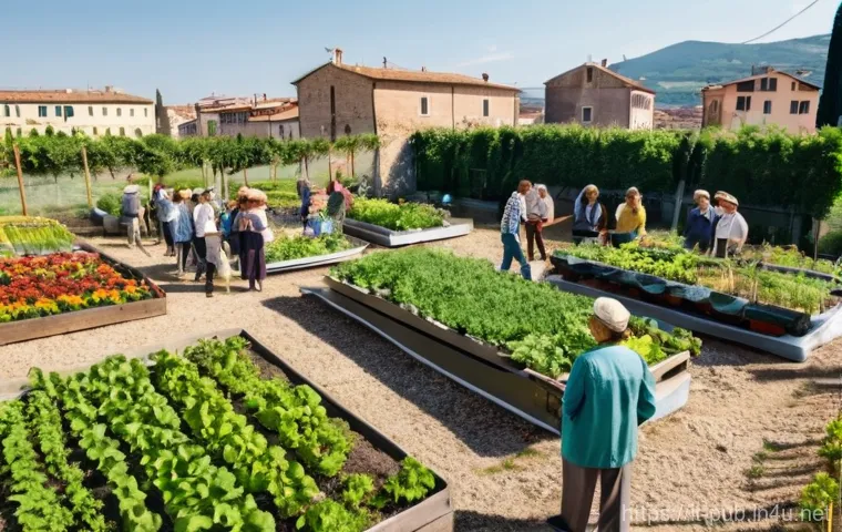 공공정책과 비영리조직의 협력 - **Prompt 1: A Thriving Italian Community Garden**
    "A wide, bright, outdoor shot of a vibrant com...