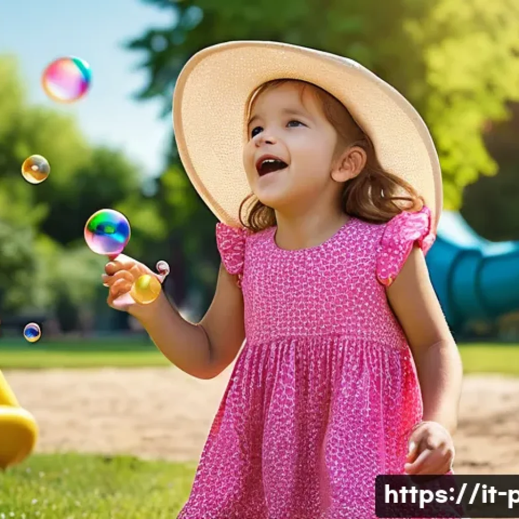 공공정책 기획서 작성법 - **Prompt:** A young girl, approximately 6 years old, wearing a bright pink, frilly sundress and a su...