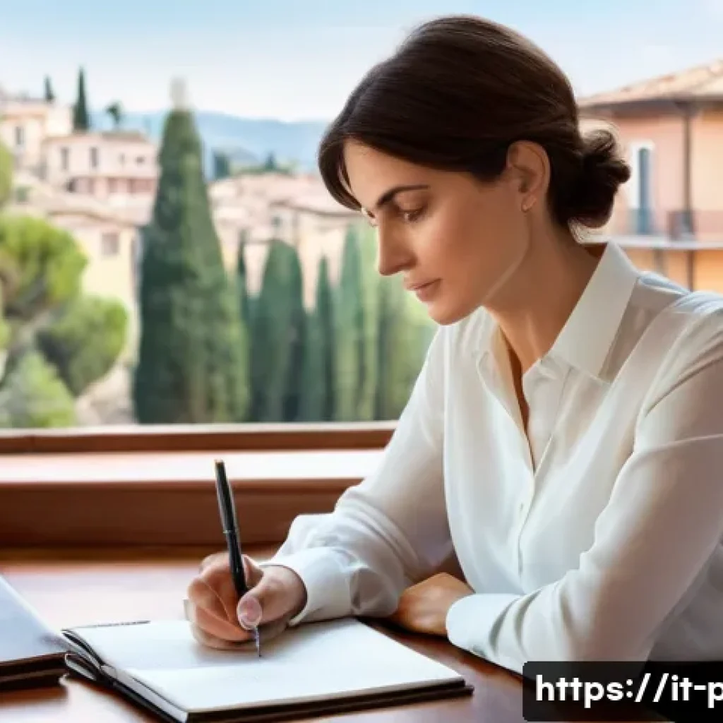 공공정책 모니터링 방법 - **Prompt:** A determined and focused Italian woman, in her mid-30s, with short, stylish brown hair, ...
