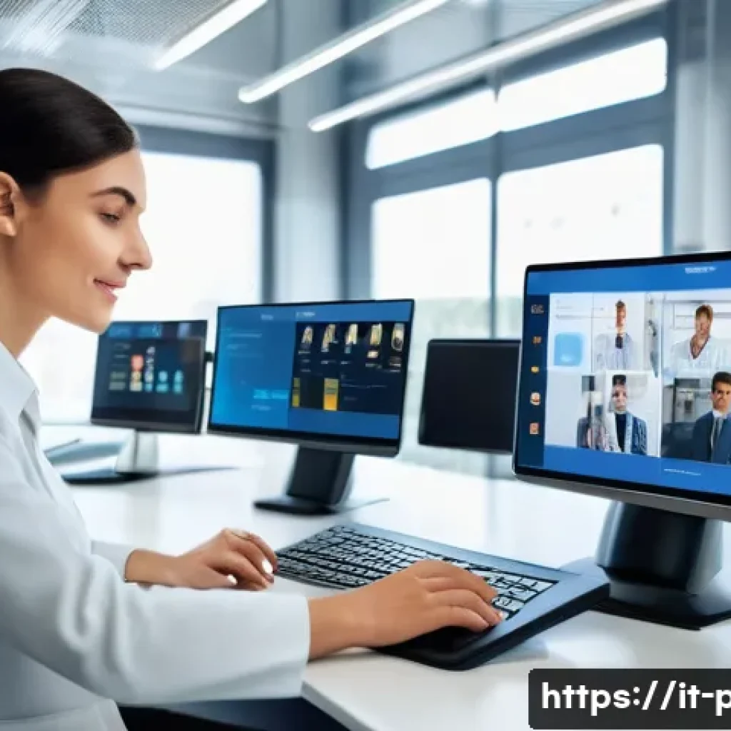 공공정책과 공공기관의 역할 - A modern Italian public administration office with diverse staff members using advanced digital plat...