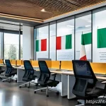 공공정책 관련 최신 서적 추천 - A modern Italian public administration office showcasing digital transformation: a bright, spacious ...