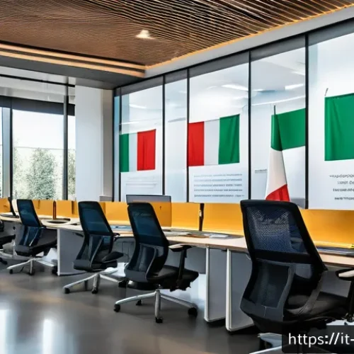 공공정책 관련 최신 서적 추천 - A modern Italian public administration office showcasing digital transformation: a bright, spacious ...