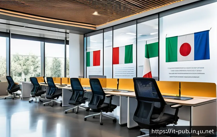 공공정책 관련 최신 서적 추천 - A modern Italian public administration office showcasing digital transformation: a bright, spacious ...