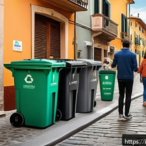 공공정책과 환경정책의 접점 - A vibrant Italian neighborhood scene featuring citizens participating in an advanced door-to-door wa...