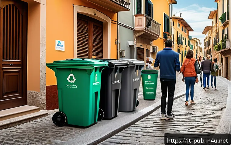 공공정책과 환경정책의 접점 - A vibrant Italian neighborhood scene featuring citizens participating in an advanced door-to-door wa...