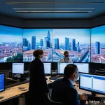 공공정책 전문가로서의 사회적 역할 - A modern Italian public health control room featuring diverse experts analyzing predictive data on l...